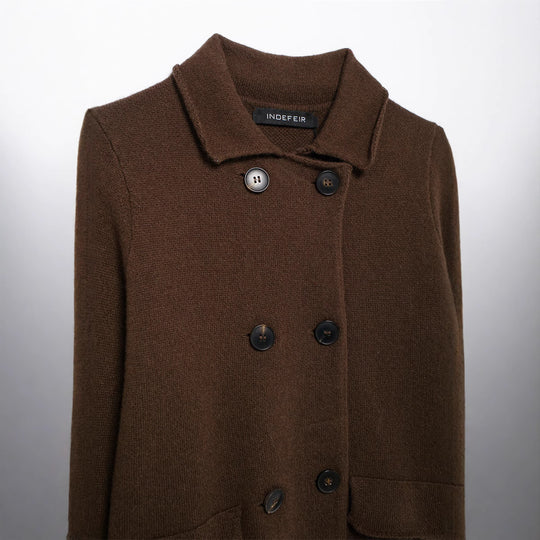 Damen klassische Wolljacke mit großen Knöpfen R&B