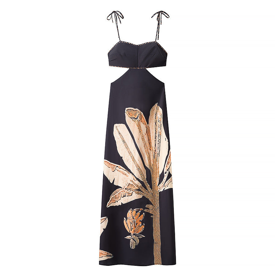 Damen Maxikleid mit floralem Print und eleganten Trägern R&B