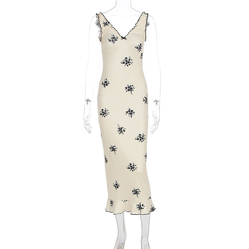 Damen Elegantes Maxikleid mit floralen Motiven und Rüschen R&B