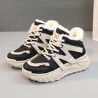 Damen warme High-Top Sneakers mit flauschigem Innenfutter und robuster Profilsohle R&B