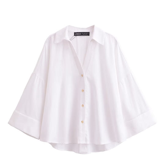 Damen Hemdblusenshirt mit lässigem Schnitt und eleganten 3/4-Ärmeln R&B
