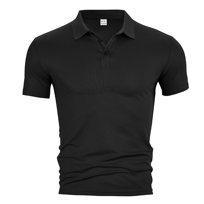 Herren nan figurbetontes Kurzarm-Poloshirt aus elastischem Jersey mit Hemdkragen und kurzer Knopfleiste R&B