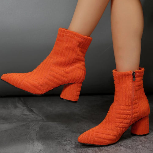 Damen Stiefeletten mit zeitgemäßem Strickdesign und komfortablem Blockabsatz R&B