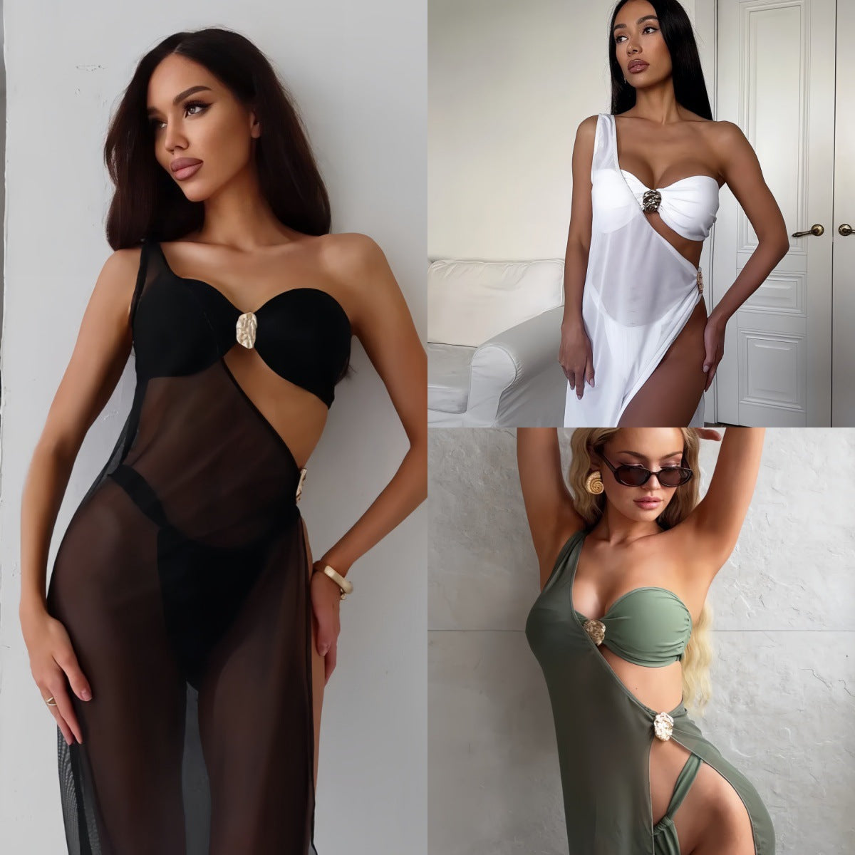 Damen Stilechter Strandüberwurf mit glamourösem Knoten-Design R&B