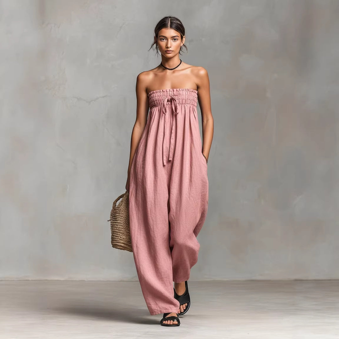 Damen Lässiges Jumpsuit mit elastischem Oberteil und weitem Bein R&B