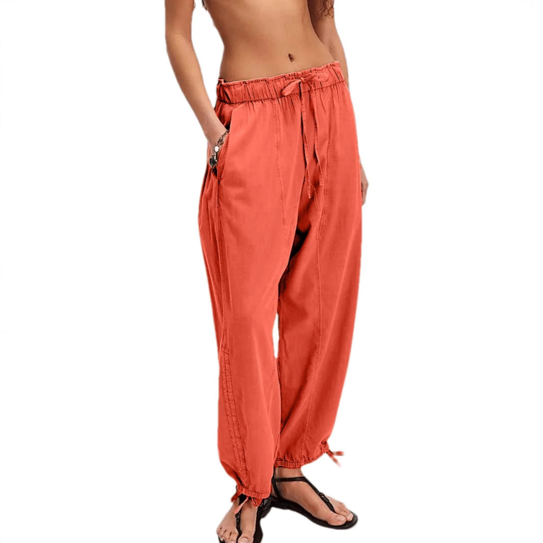 Damen Bequeme Freizeithose mit Bund und dekorativen Schnürdetails R&B