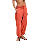 Damen Bequeme Freizeithose mit Bund und dekorativen Schnürdetails