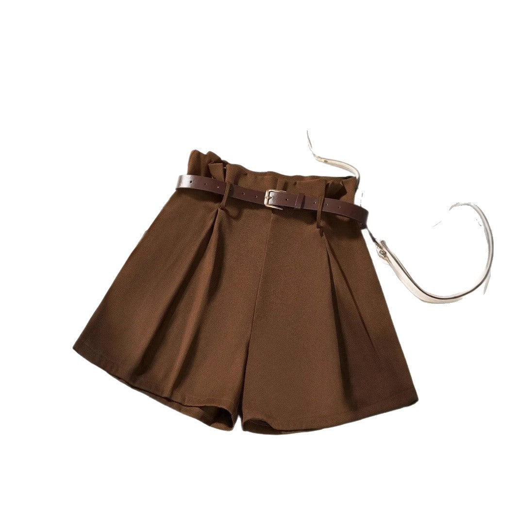 Damen Bleistiftshorts mit Gürtel und eleganten Falten R&B