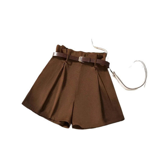 Damen Bleistiftshorts mit Gürtel und eleganten Falten R&B