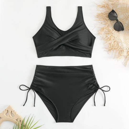 Damen Bikini-Set mit schickem Wickeloberteil und hoch taillierten Höschen R&B