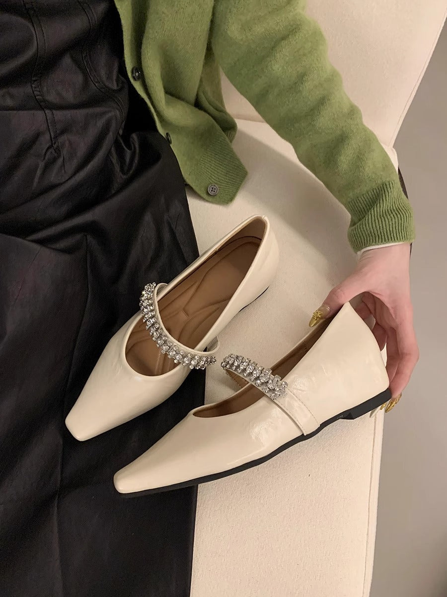 Damen elegante Ballerinas mit dekorativem Strassriemen R&B