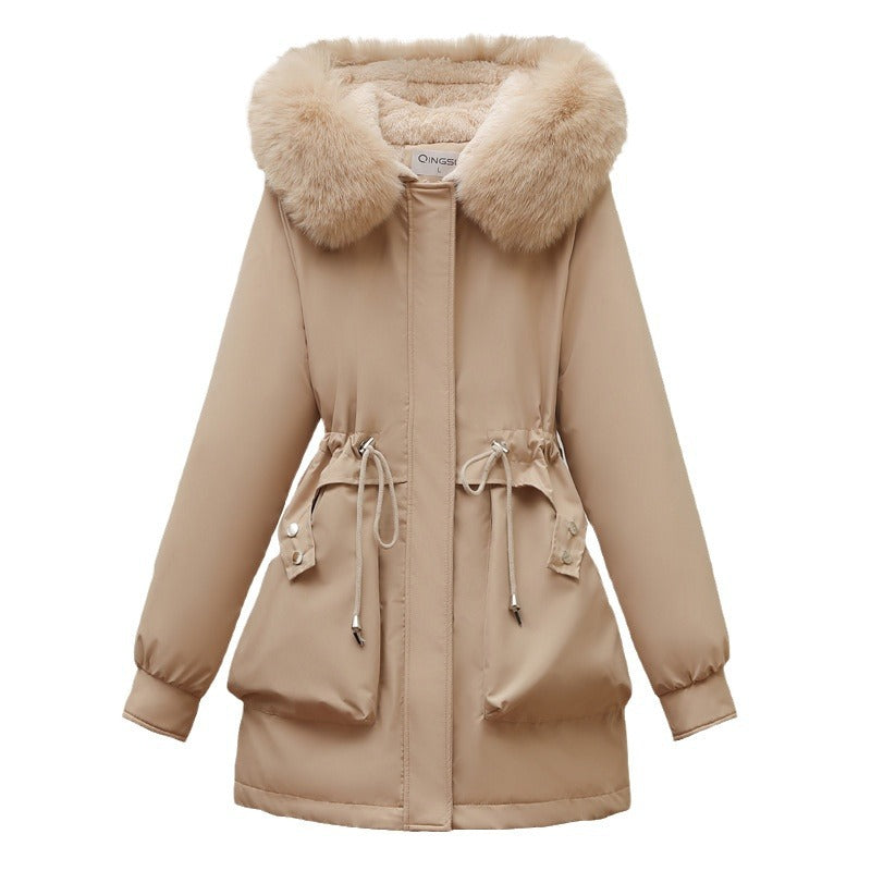 Damen isolierter Parka mit abnehmbarer Kapuze und luxuriösem Kunstfell R&B