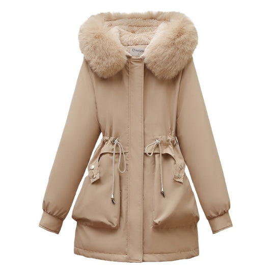 Damen isolierter Parka mit abnehmbarer Kapuze und luxuriösem Kunstfell R&B