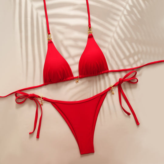 Damen Triangel-Bikini mit elegantem Knoten-Detail und modischen Akzenten R&B