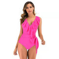 Damen Einteiliger Badeanzug mit raffinierten Rüschendetails und eleganter Schleife R&B