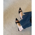Damen spitze Slingback Sandalen mit modischem Leopardenmuster R&B