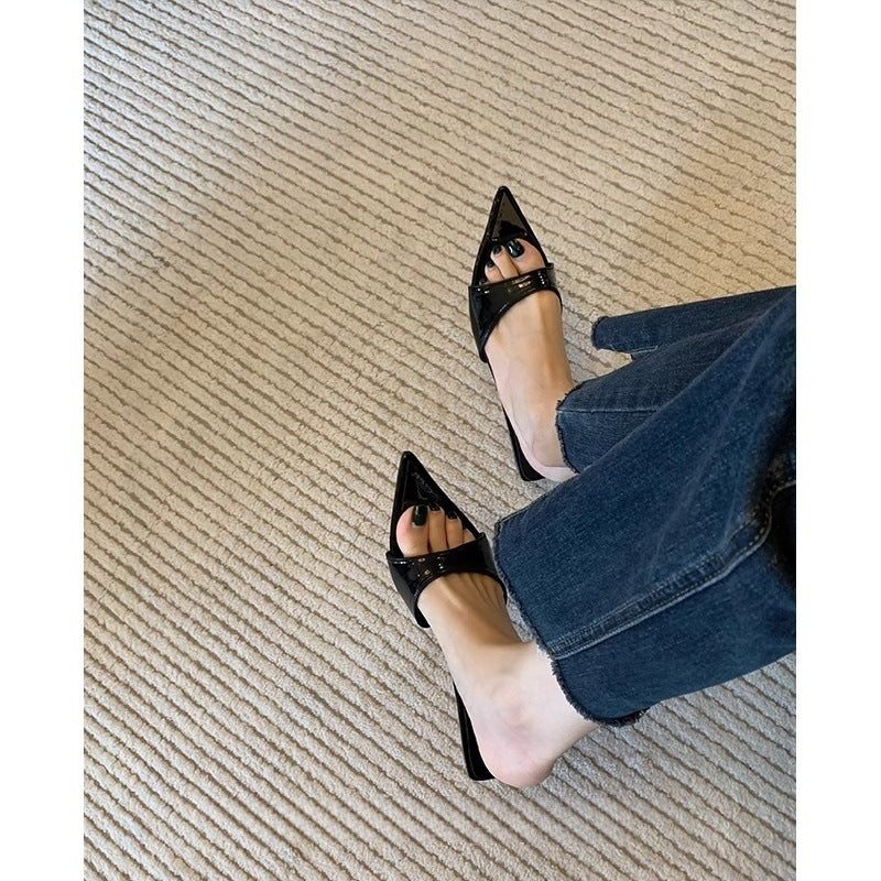 Damen spitze Slingback Sandalen mit modischem Leopardenmuster R&B