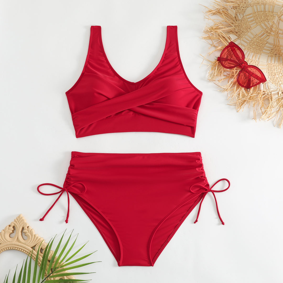 Damen Bikini-Set mit schickem Wickeloberteil und hoch taillierten Höschen R&B