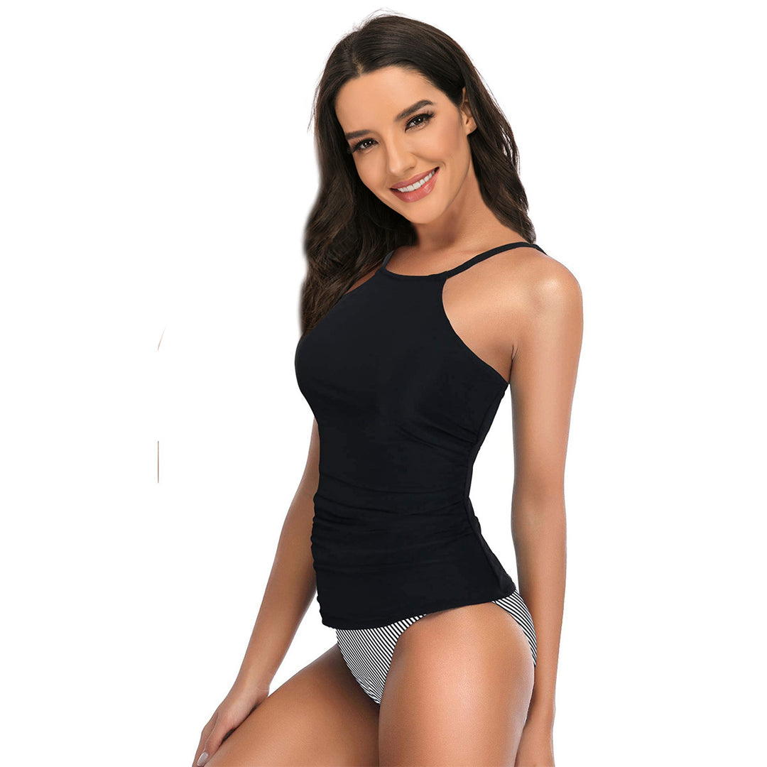 Damen Sportlicher Tankini mit Rüschendetails und animalischem Muster R&B