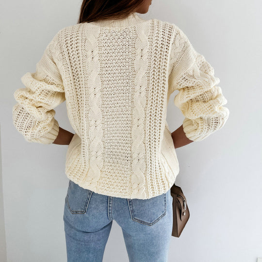 Damen Strickjacke mit grobem Zopfmuster und oversized Passform R&B