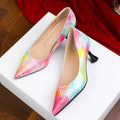 Damen spitze High Heels mit buntem Schlangen-Design R&B