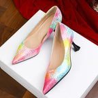 Damen spitze High Heels mit buntem Schlangen-Design R&B