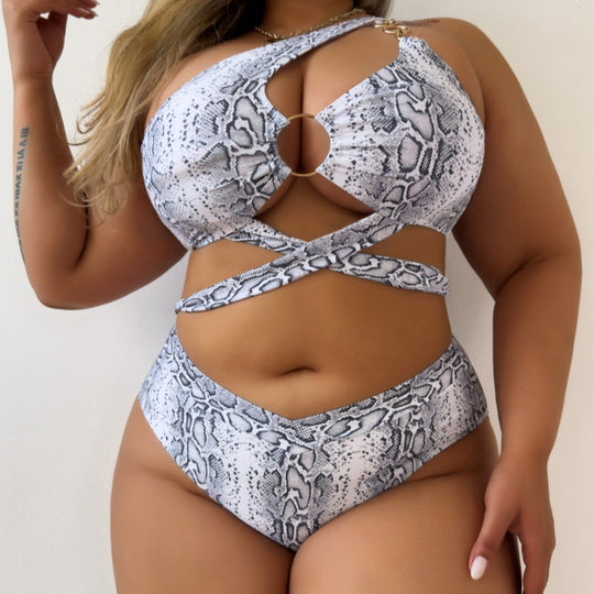 Damen Asymmetrisches Cut-Out Bikini-Set R&B