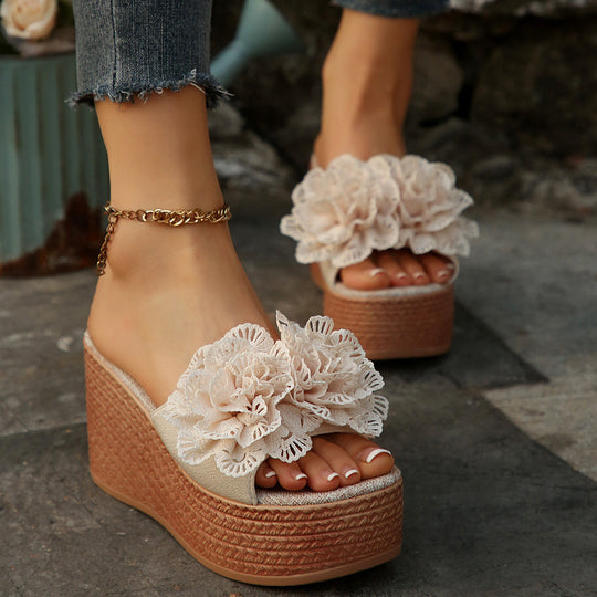 Damen Wedge-Sandalen mit floraler Applikation R&B