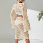 Damen gehäkelter Strandüberwurf mit eleganten Schlagärmel R&B