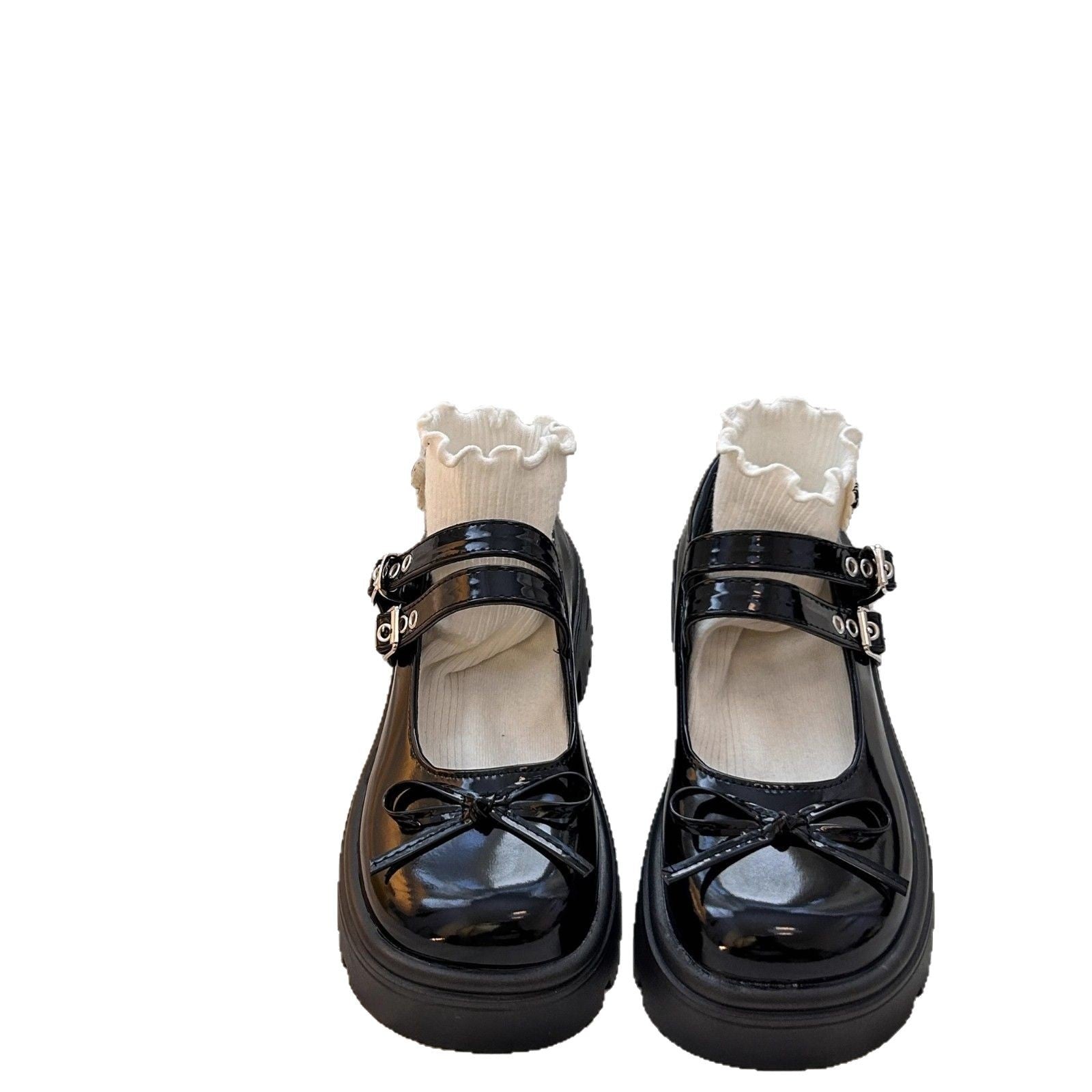 Damen Modische Plateau-Schuhe mit Riemen und verspieltem Schleifen-Detail R&B