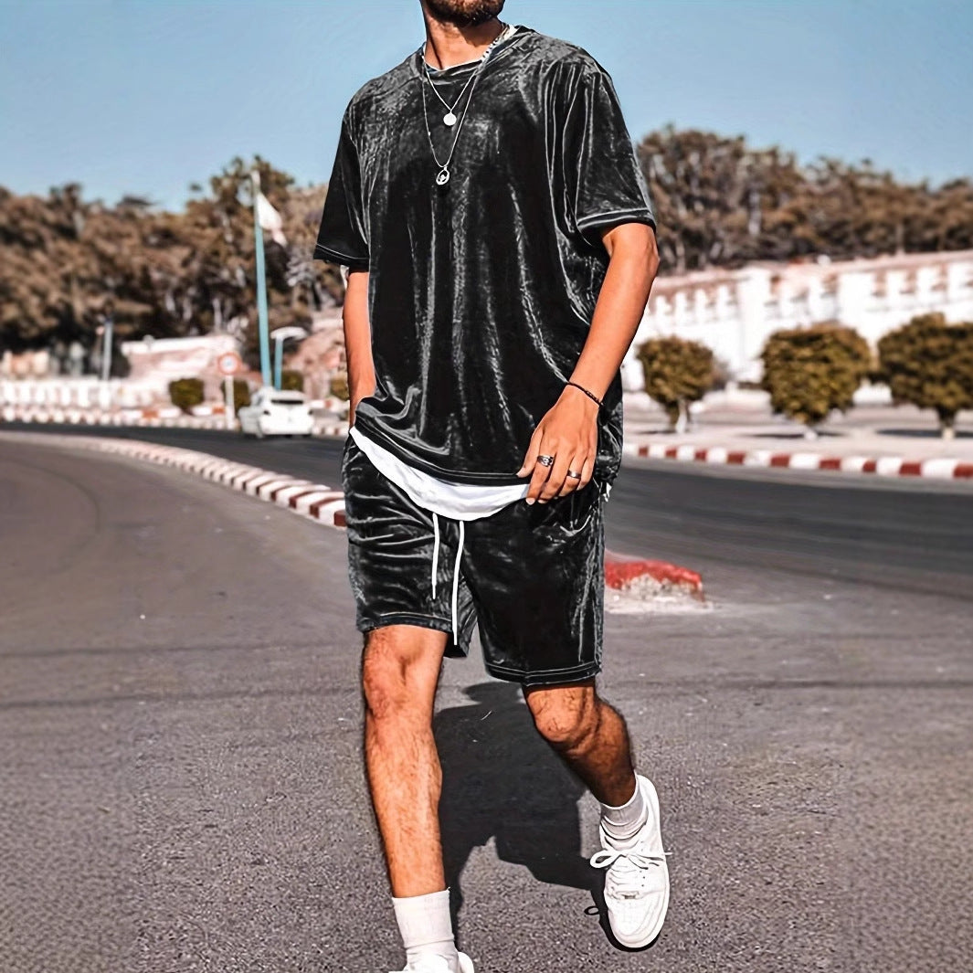 Herren Lässiges Velours Freizeit-Set mit stylischem Schnitt