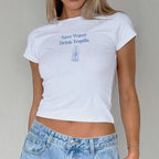 Damen Crop-T-Shirt mit künstlerischem Statementdruck R&B