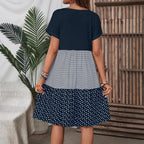 Damen Freizeitkleid mit modernem Streifen- und Punkte-Mix R&B