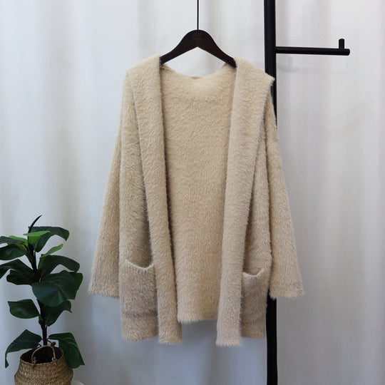 Damen Kuscheliger Cardigan mit langen Ärmeln und praktischen Taschen R&B