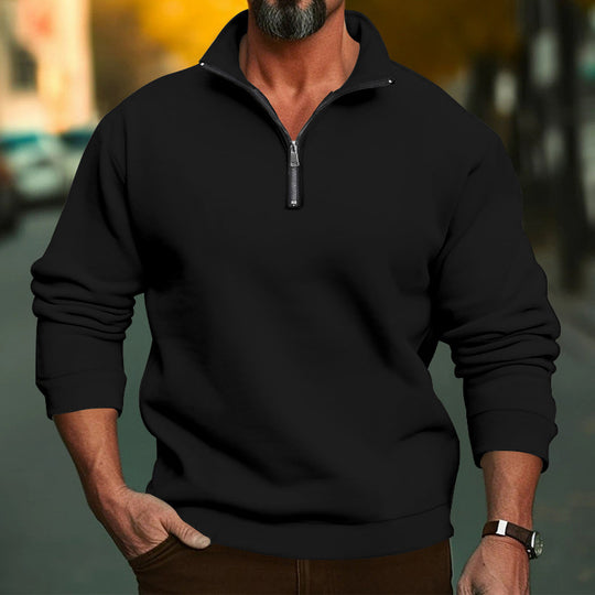 Herren Sweatshirt mit halblangem Reißverschluss und weichem Innenfutter R&B
