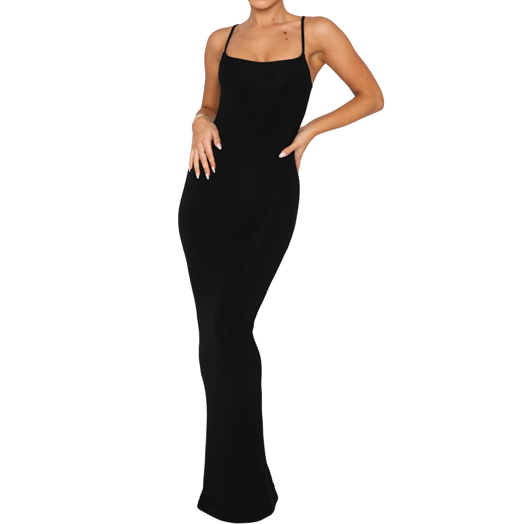 Damen figurbetontes Maxikleid mit dünnen Trägern und elegantem Schnitt R&B