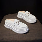 Damen elegante Plateau-Mules mit glänzenden Dekorelementen R&B
