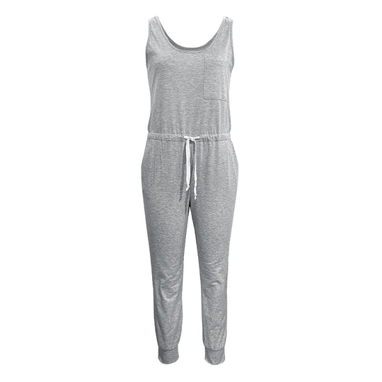 Damen lässiger Overall mit Taschen und Elastischem Taillenzug R&B
