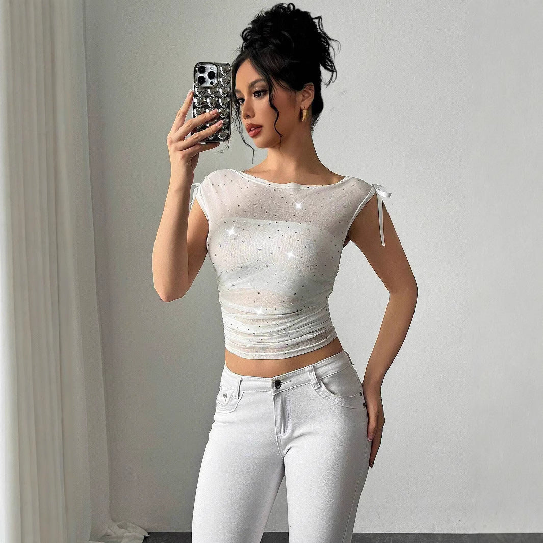 Damen Funktionsshirt mit Glitzerakzenten und verstellbaren Trägern R&B