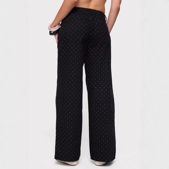 Damen weite Denim-Jeans mit Polka-Dots R&B