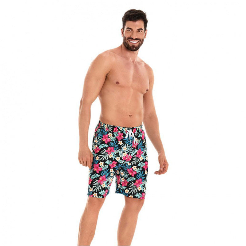 Herren Badeshorts mit floralem Muster und elastischem Bund R&B