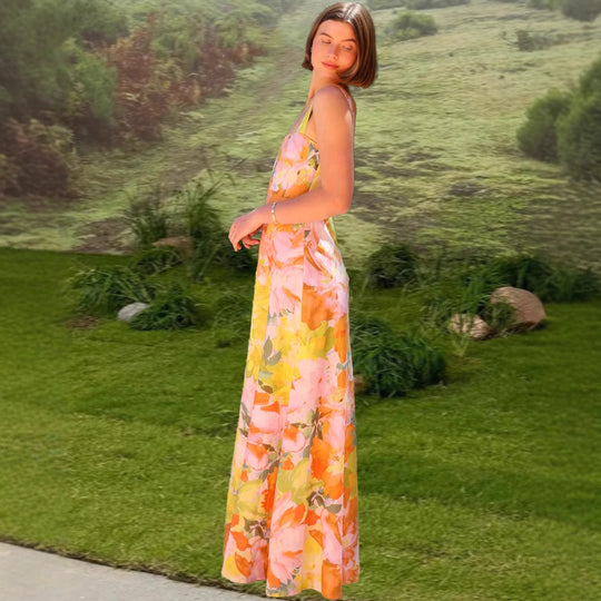Damen Maxikleid mit floralen Mustern R&B
