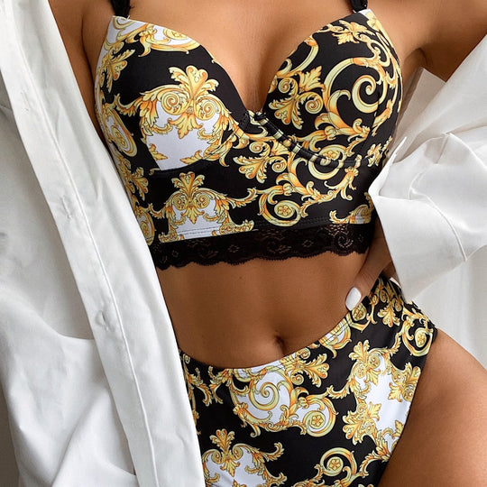 Damen Push-Up Bikini mit verzierten Trägern R&B