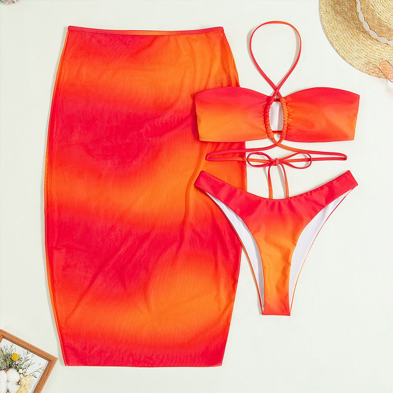 Damen Set mit modischem Bandeau-Oberteil und schulterfreier Maxi-Rock R&B