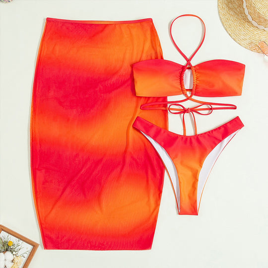 Damen Set mit modischem Bandeau-Oberteil und schulterfreier Maxi-Rock R&B