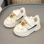 Damen Sportliche Kinder Sneakers mit praktischem Klettverschluss und tierischen Applikationen