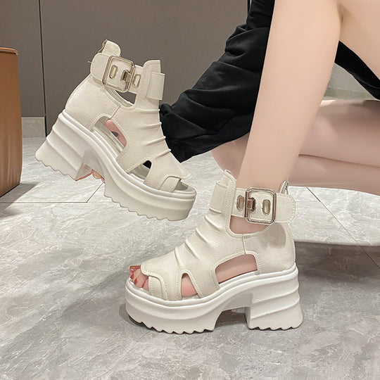 Damen Plateau-Sandalen mit offenem Design und verstellbarem Riemen R&B