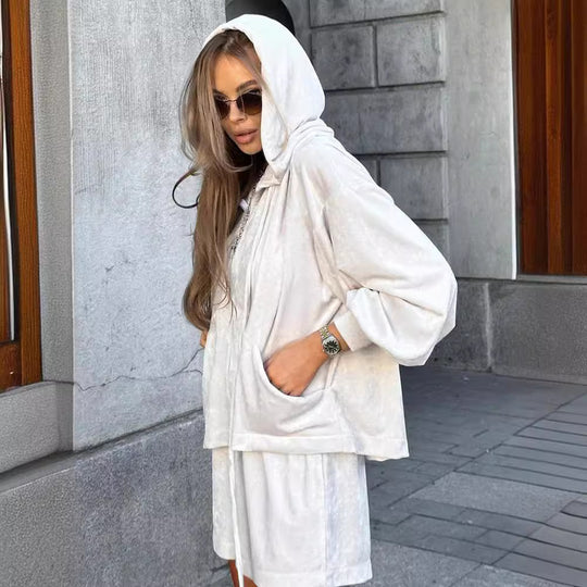 Damen sportliches Hoodie-Set mit kuscheligem Stoff und praktischen Taschen R&B
