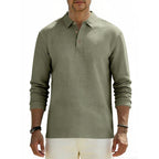 Herren nan Langarm-Poloshirt aus Baumwollgaze mit Hemdkragen, Dreiknopfleiste und entspannter Passform R&B