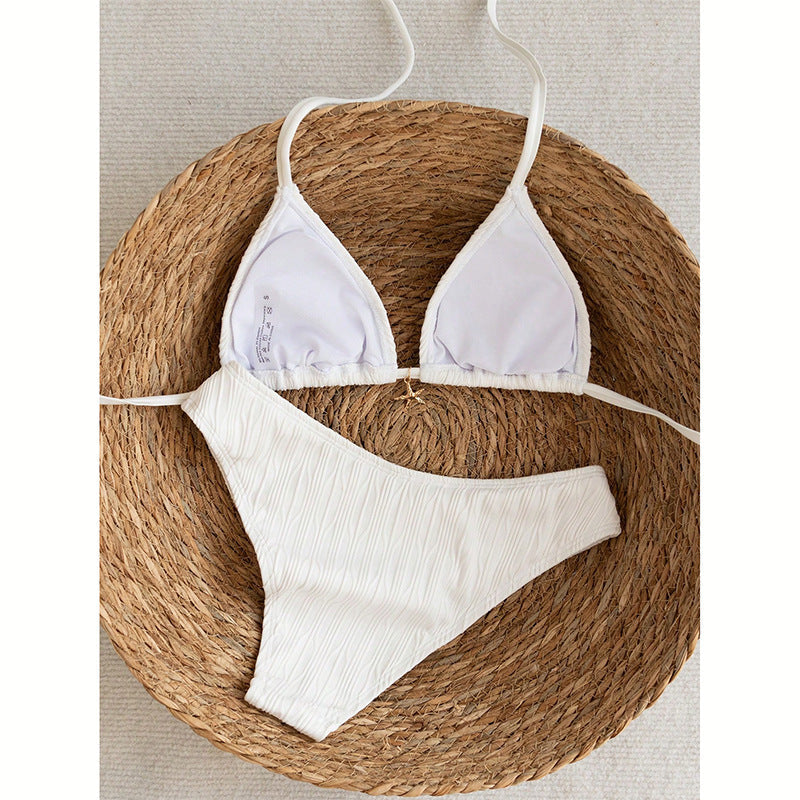 Damen Triangel-Bikini mit strukturierter Oberfläche und verstellbaren Trägern R&B